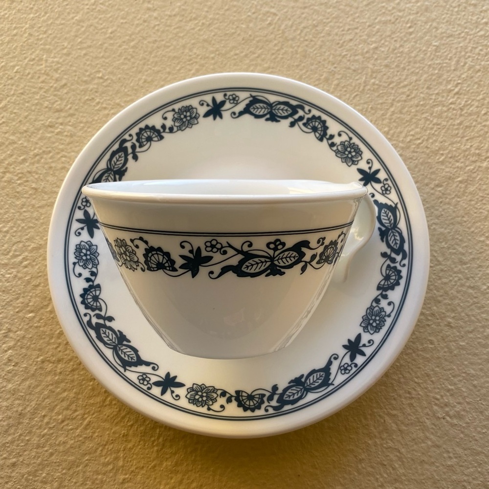 Corelle Old Town Blue Flat Cup & saucer